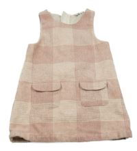 Světlerůžové kostkované vlněné šaty s kapsami F&F