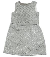 Stříbrné puntíkaté šaty s páskem C&A