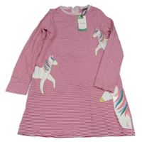 Nové - růžové pruhované šaty s jednorožci Joules