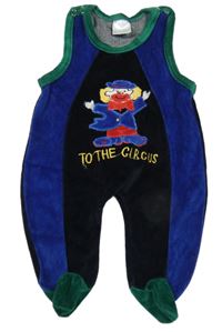 Modro-černé sametové dupačky s klaunem 