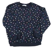 Tmavomodrá mikina s barevnými srdíčky M&S