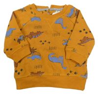Okrová mikina s dinosaury 
