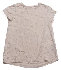 Pudrové tričko s třešněmi H&M