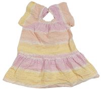 Růžovo-žluto-oranžovo-bílé pruhované šaty zn. Primark