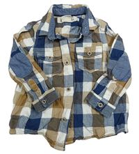 Tmavomodro-bílo-béžová kostkovaná košile H&M