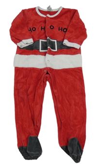 Červeno-bílo-černý sametový overal - Santa Tu