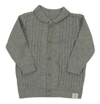 Šedý vzorovaný propínací svetr s límečkem George