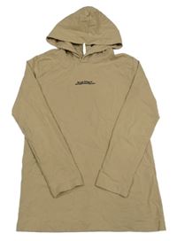 Béžové triko s nápisem a kapucí Blue effect