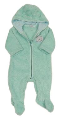 Mintová huňatá kombinéza s Medvídkem Pú a kapucí Disney