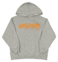 Světlešedá melírovaná mikina s nápisem a kapucí New Look