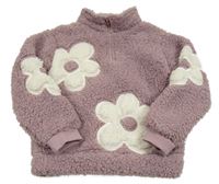 Fialovo-bílá huňatá mikina s květy George