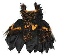 Kostým - Černo-oranžové šaty s tylem a pavučinami 