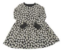 Antracitovo-bílé květované teplákové šaty F&F