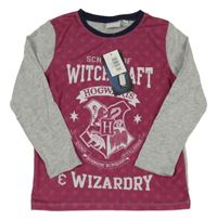 Nové - Růžovo-šedé triko s nápisy - Harry Potter 