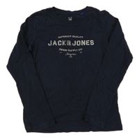 Tmavomodré triko s nápisy Jack & Jones