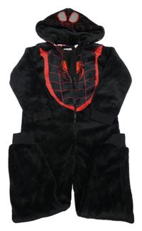Černo-červená plyšová kombinéza s kapucí - Spiderman Primark