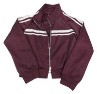 Vínovo-bílá crop sportovní mikina s krajkou Primark