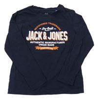Tmavomodré triko s logem Jack & Jones
