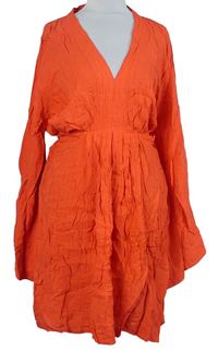 Dámské korálové žebrované šaty s páskem River Island 