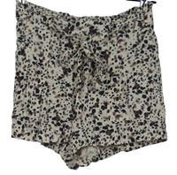 Dámské světlerůžovo-hnědé vzorované volné kraťasy s páskem Primark 