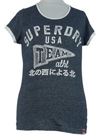 Dámské tmavomodré melírované tričko s logem Superdry 