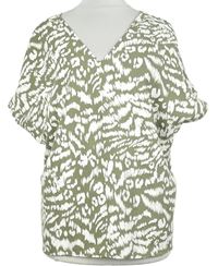Dámská khaki-bílá vzorovaná halenka Primark 