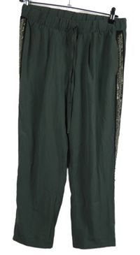 Dámské khaki volné crop kalhoty s knoflíčky Darling