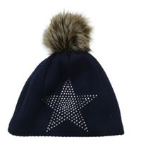 Dámský tmavomodrý pletený kulich s hvězdou z cvočků 