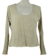 Dámské béžové žebrované crop triko H&M