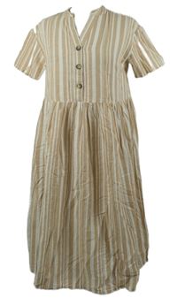 Dámké béžovo-bílé pruhované košilové šaty Primark 