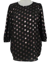 Dámská černo-růžová puntíkovaná šifonová halenka Next 