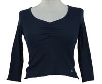 Dámské tmavomodré žebrované crop triko MNG 