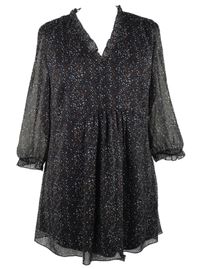 Dámská tmavomodro-hnědá vzorovaná šifonová halenková tunika Ambria 