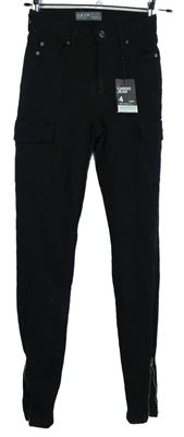 Nové - Dámské černé cargo rifle s kapsami Primark vel. 32