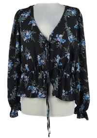 Dámská černá květovaná peplum halenka Primark 