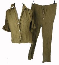 2set - Dámská khaki strukturovaná halenka s rolovacími rukávy + kalhoty Zara 