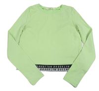 Neonově zelené crop triko s nápisy H&M