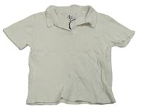 Bílé žebrované crop polo tričko Zara