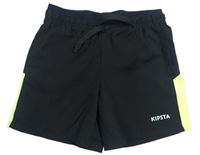 Černo-neonově žluté šusťákové kraťasy s logem kipsta