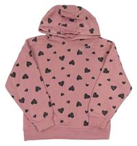 Růžová mikina se srdíčky a kapucí Primark