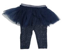 Tmavomodré legíny s flíčky a tylovou sukní zn. Next