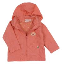 Korálová jarní bunda s nášivkou a kapucí Impidimpi