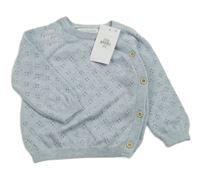 Nové - světlemodrý perforovaný propínací svetr Primark