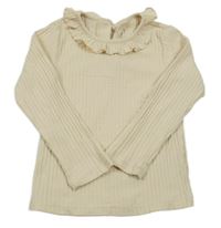 Béžové žebrované triko s volánkem Dunnes