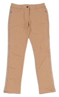 Světlerůžové skinny rifle s proužkem