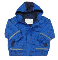 Modrá nepromoková jarní bunda s obrázky a kapucí x-mail