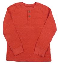 Červené melírované žebrované triko s knoflíčky Jumping beans