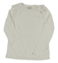 Bílé žebrované triko s volánkem H&M