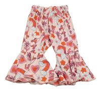 Světlerůžové flare legíny s obrázky