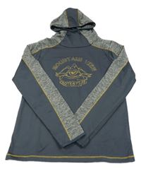 Tmavošedo-melírovaná sportovní mikina s potiskem a kapucí Protest